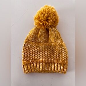 Universal Thread Mustard Knit Beanie with Pom-Pom